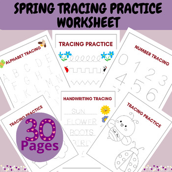 Preview of Spring Tracing Practice, Tracing Lines,Tracing Worksheets, Handwriting Practice