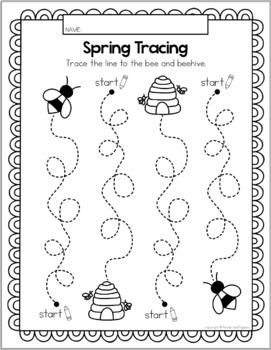 Spring Tracing Worksheets - Preschool Traceable Activities - Trace Fine ...