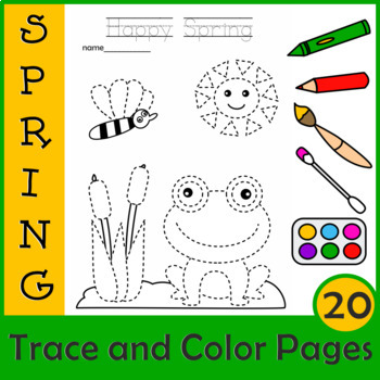 Preview of Spring Picture Tracing Worksheets for Preschoolers | Fine Motor Skills