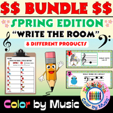 Spring Treble Clef/Bass Clef Activity "Write The Room" BUNDLE