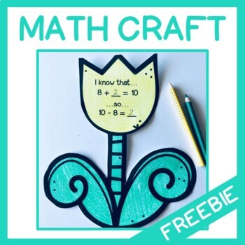 Preview of Spring Missing Addends 1st Grade Free Math Craft - Spring Math Craftivity