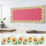 Spring Tulips Bulletin Board Wavy Border