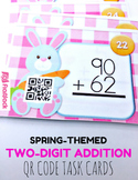 Spring Two-Digit Addition QR Code Task Card Fun