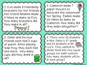 Two Step Word Problem Task Cards - Spring Themed by The Swamped Teacher