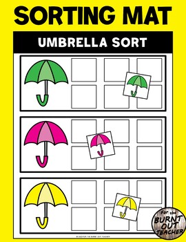 Preview of Spring Umbrella Sort by Color Sorting Binder Task Fast Finisher Colors Umbrellas