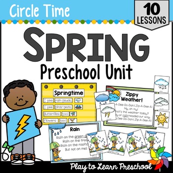 Preview of Spring Unit Activities & Thematic Math Literacy Lessons for Preschool Pre-K