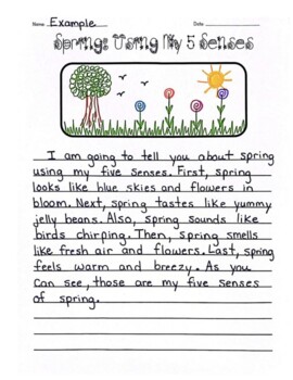 Spring Using My Five Senses (Graphic Organizer and Writing Template)
