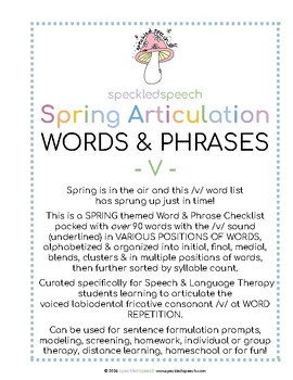 Preview of Spring V Word Checklist