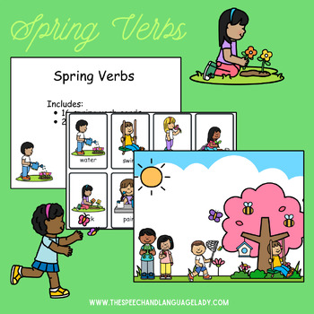 Preview of Spring Verb Cards & Scenes