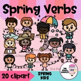 Spring Verbs Cutie Kids in Action Clip Art-  Verbos Accion