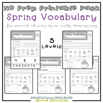 Preview of Spring Vocab Worksheets: Special Ed or Early Elementary No Prep Printable Pack