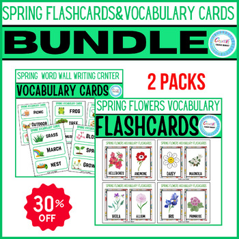 Preview of Spring Vocabulary Cards BUNDLE, flowers flashcards,spring crafts and activities