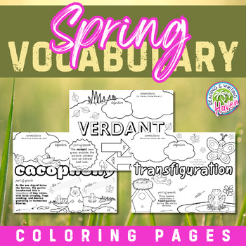Preview of Spring Vocabulary Coloring Pages: Seasonal Language Activity