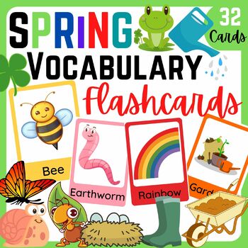 Preview of Spring Vocabulary Flashcards for Kids | Spring Activities