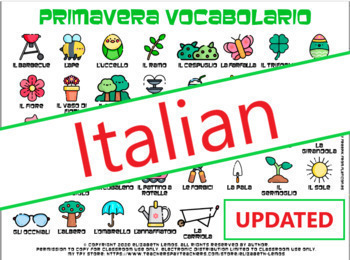 Preview of Italian - Vocabolario sulla primavera (Digital and Printable) FREEBIE