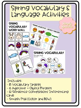 Preview of Spring Vocabulary & Language Activities for Speech Therapy