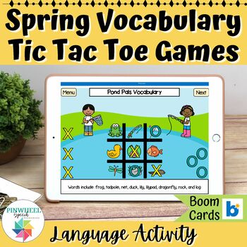 Spring Vocabulary Tic Tac Toe Games Boom Cards™ Speech Therapy