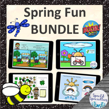 Preview of Spring Vocabulary and Visual Perception BOOM Cards™ BUNDLE