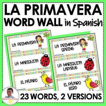 Preview of Spring Vocabulary in Spanish Word Wall Bulletin Board