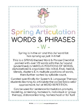Preview of Spring W Word Checklist