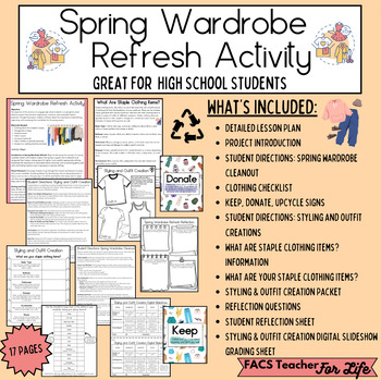 Preview of Spring Wardrobe Refresh Activity: FACS, Clothing, Sewing, NO PREP, HS, Earth Day
