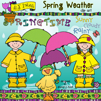 Preview of Spring Weather Clip Art Download - Rainy Day Smiles by DJ Inkers