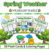 Spring Weather Coloring Pages & Flashcards BUNDLE for PreK