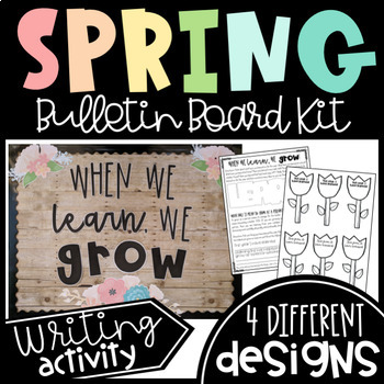 Preview of Spring Flowers Bulletin Board - Door Decor - What We've Learned Writing Activity