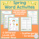 Spring Word Activities - Word Scrambles & Scattergories