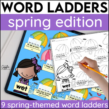 Preview of Spring Word Ladders Word Chains 1st 2nd Grade Word Work Vocabulary Activities