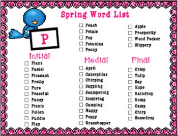 springtime word list