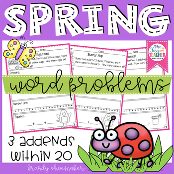 Preview of Spring Word Problems: 3 Addends Within 20
