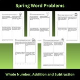 Spring Word Problems, 5 Pages with Whole Numbers, Addition