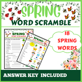 Spring Word Scramble Activity; Spring Vocabulary