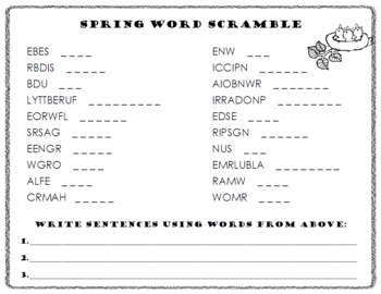 Spring Word Scramble and ABC Order (Cut and Paste) by Celebration Station