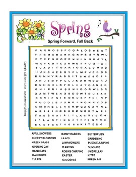 Spring Word Search Activity Puzzle Wordsearch | TPT