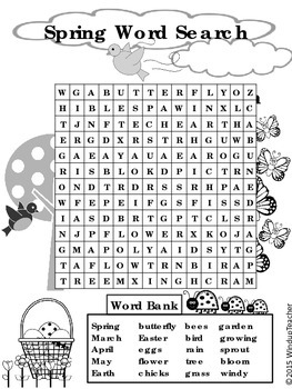 spring word search hard by windup teacher teachers pay teachers