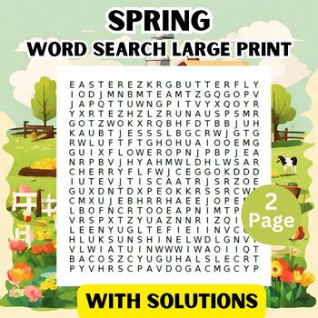 Preview of Spring Word Search Large Print for kids