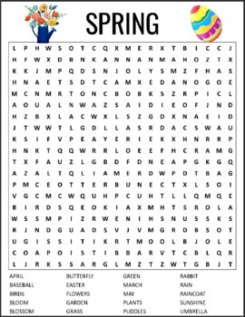 spring word search printable puzzle pdf easter spring activity
