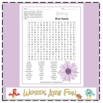 Spring Word Search Puzzle By Words Are Fun Teachers Pay Teachers
