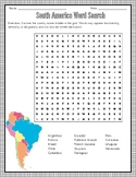 Spring Word Search Puzzle South America Map Worksheet Activity
