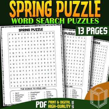 Preview of Spring Word Search Puzzles : 18 Fun Puzzles Collection For Classroom
