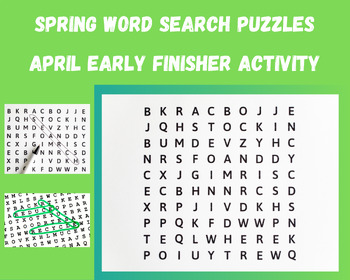 Preview of Spring Word Search Puzzles April Early Finisher Activity