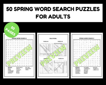 Preview of Spring Word Search Puzzles for Adults