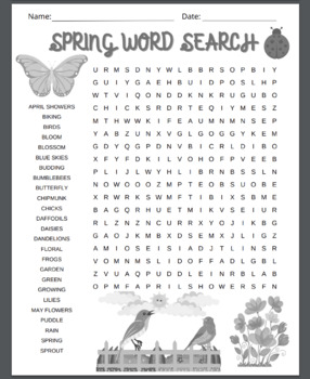Spring Word Search | Seasonal Activities by Personal Finance Time