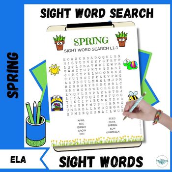 Preview of Spring Word Search Sight Word Puzzle Worksheets