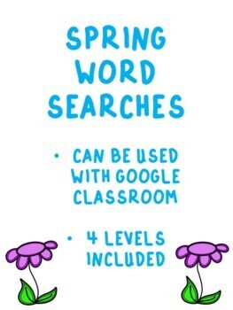 Preview of Spring Word Searches/ Distance Learning/ No Print/ Google Activity/ Telehealth