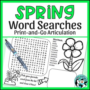 Preview of Spring Word Searches & Scrambles for Articulation