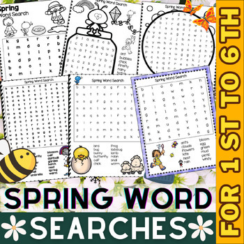 Preview of Spring Word Searches with Different Levels of Difficulty | Spring Activities