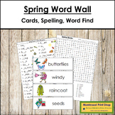 Spring Word Wall Cards, Spelling Lists & Word Find